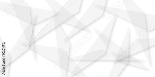 Abstract background with liens and triangles shape on white background. White and grey geometric overlapping rectangle pattern Geometric background soft shadows as patten ..White polygon textured .	
