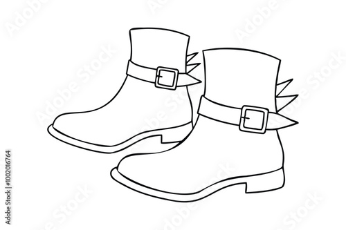 Line art halloween shoes Illustration Transparent White Background