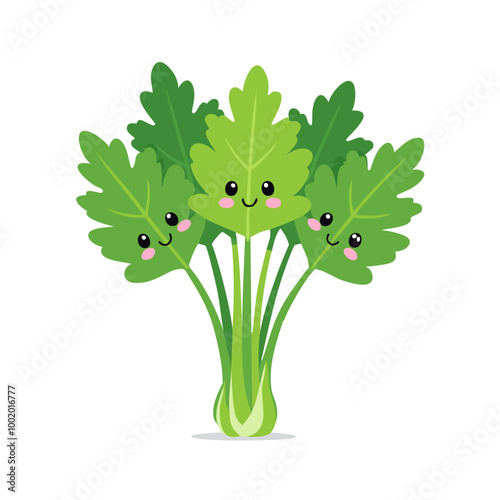 Parsley Vegetable Cute Cartoon Fresh Animation Kawaii Healthy Character

