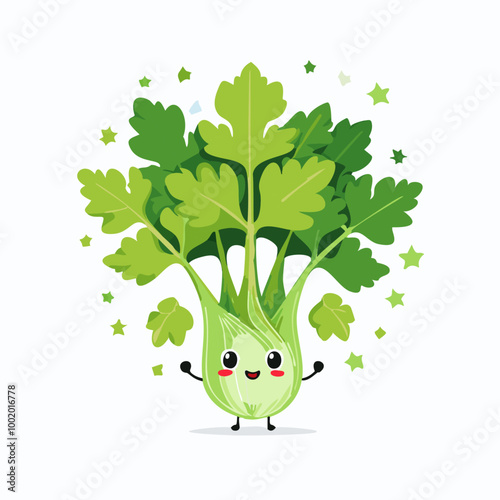 Parsley Vegetable Cute Cartoon Fresh Animation Kawaii Healthy Character
