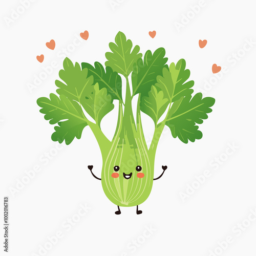 Parsley Vegetable Cute Cartoon Fresh Animation Kawaii Healthy Character

