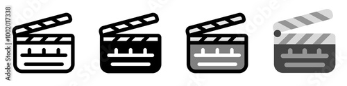 Editable clapperboard, film production, action, scene vector icon. Movie, cinema, entertainment. Part of a big icon set family. Perfect for web and app interfaces, presentations, infographics, etc