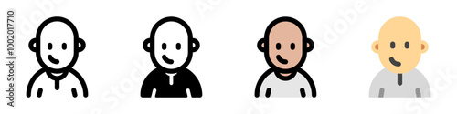 Editable person with clean shaved bald head avatar vector icon. User, profile, identity, persona. Part of a big icon set family. Perfect for web and app interfaces, presentations, infographics, etc