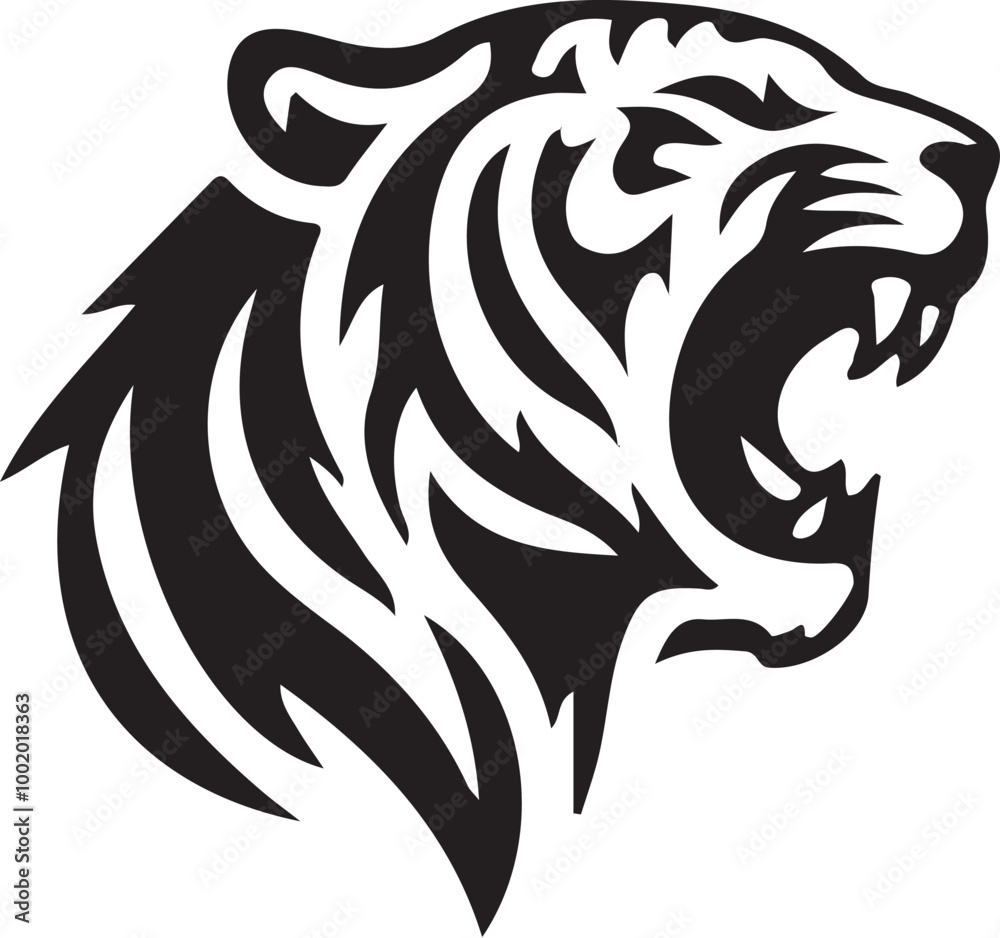 Naklejka premium Tiger head vector icon silhouette illustration.
