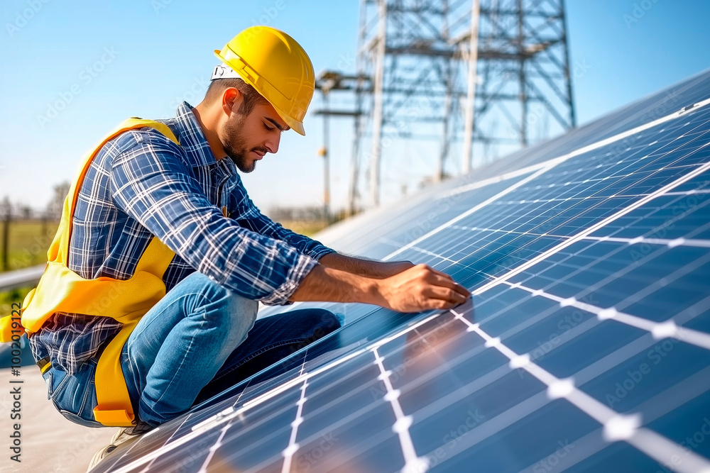 Detail of a Solar Panel Installation on a Rooftop Detail of a Solar Panel Installation on a Rooftop