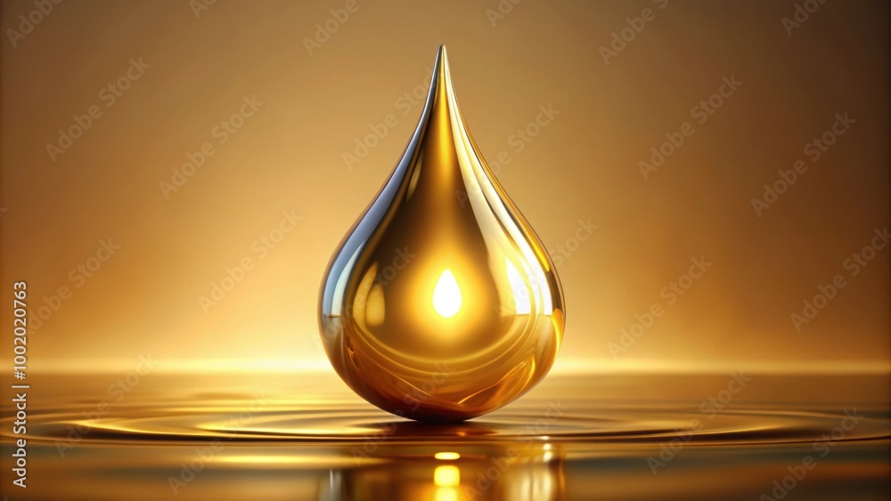 Fototapeta premium Golden droplet pure and gleaming, golden, droplet, pure, gleaming, shiny, metallic, liquid, precious, refined, elegant
