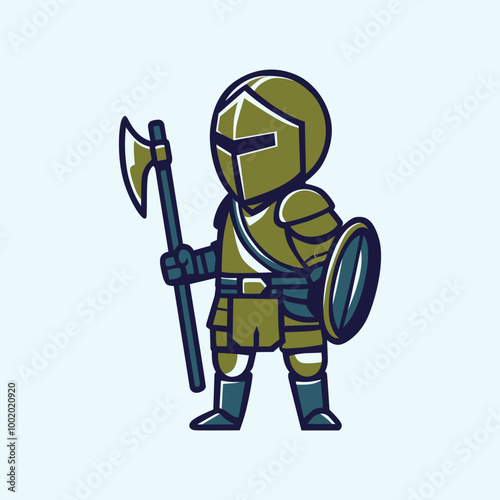 Warrior Holding Axe and Shield