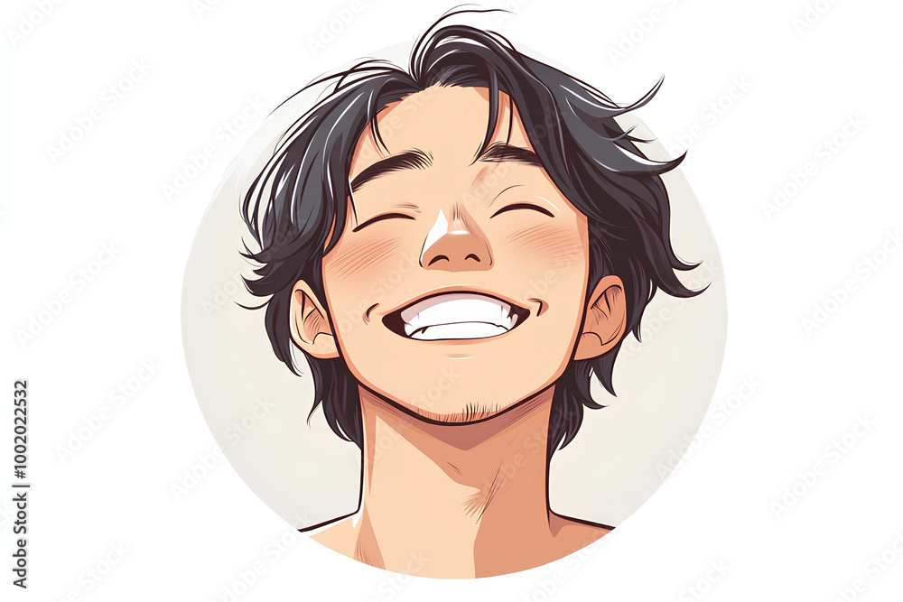Happy Man Face on Round White Background Illustration Happy Man Face on Round White Background Illustration