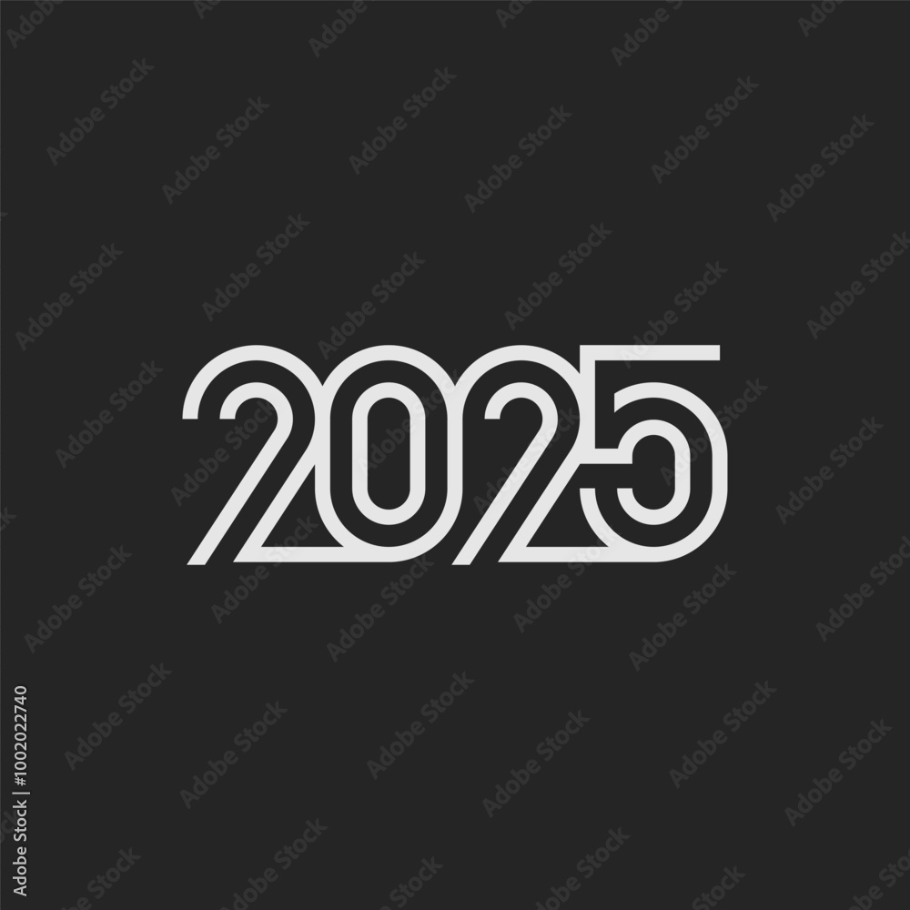 2025 typography logo design concept. Sign for flyer, postcard, poster or banner. 2025 number design for New Year.
