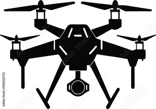 drone silhouette vector icon with Transparent Background - Versatile Clipart