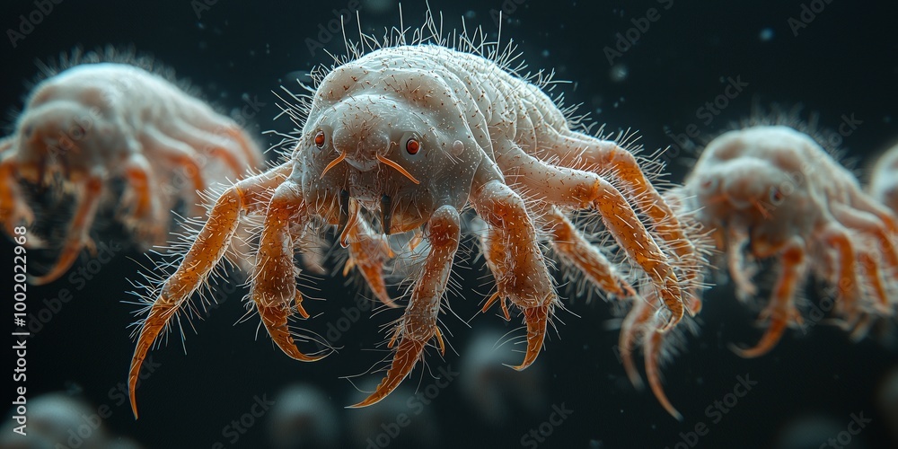 Obraz premium Realistic 3D Render of Dust Mites in Action