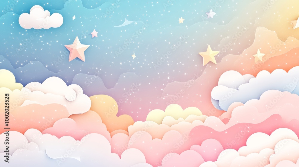 dreamy pastel sky with stars and clouds dreamy pastel sky with stars and clouds