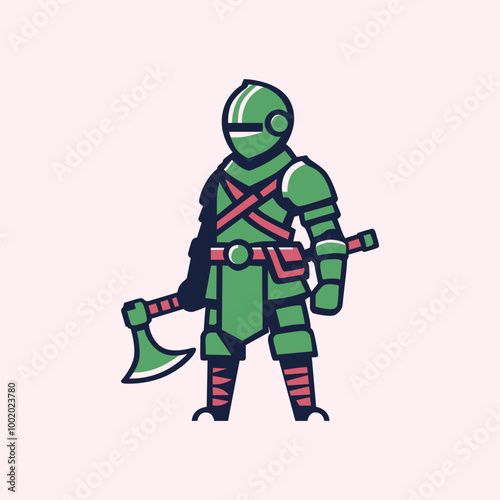 Fighter with Axe in Warrior Outfit