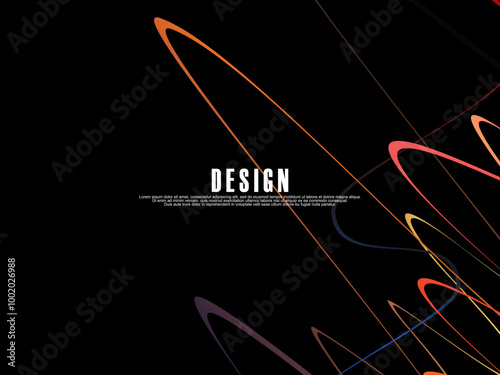Black background with gradient colorful ribbon pattern. Black background with modern graffiti pattern.