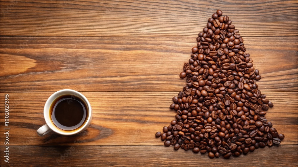 Pine tree shaped coffee beans with warm freshly brewed coffee, pine tree, coffee beans, fresh, brewed, warm, aromatic Pine tree shaped coffee beans with warm freshly brewed coffee, pine tree, coffee beans, fresh, brewed, warm, aromatic