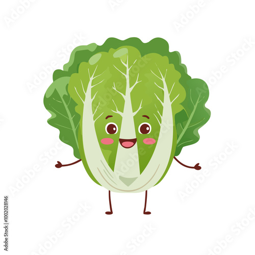Lettuce Vegetable Cute Cartoon Fresh Animation Kawaii Healthy Character
