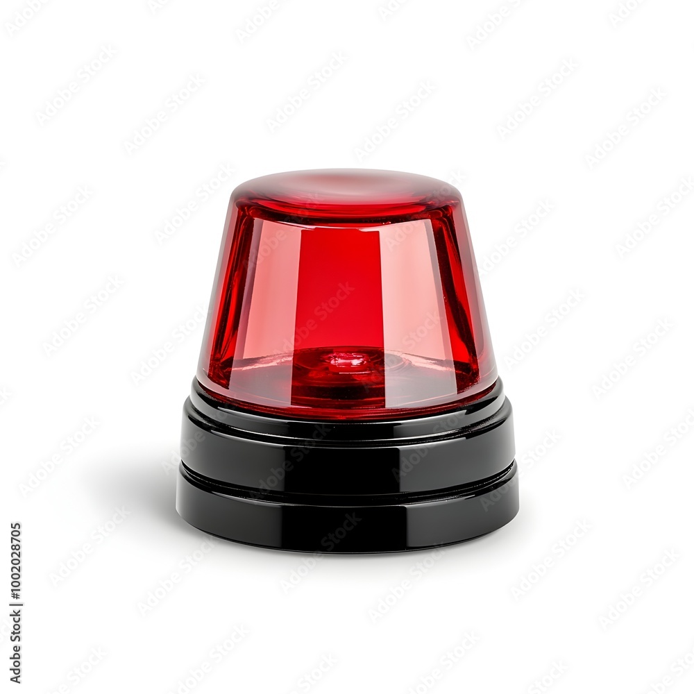 Macro Shot of a Perfect Red Siren Light on White Background Macro Shot of a Perfect Red Siren Light on White Background