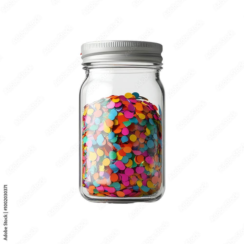 Jar Filled with Colorful Confetti Jar Filled with Colorful Confetti