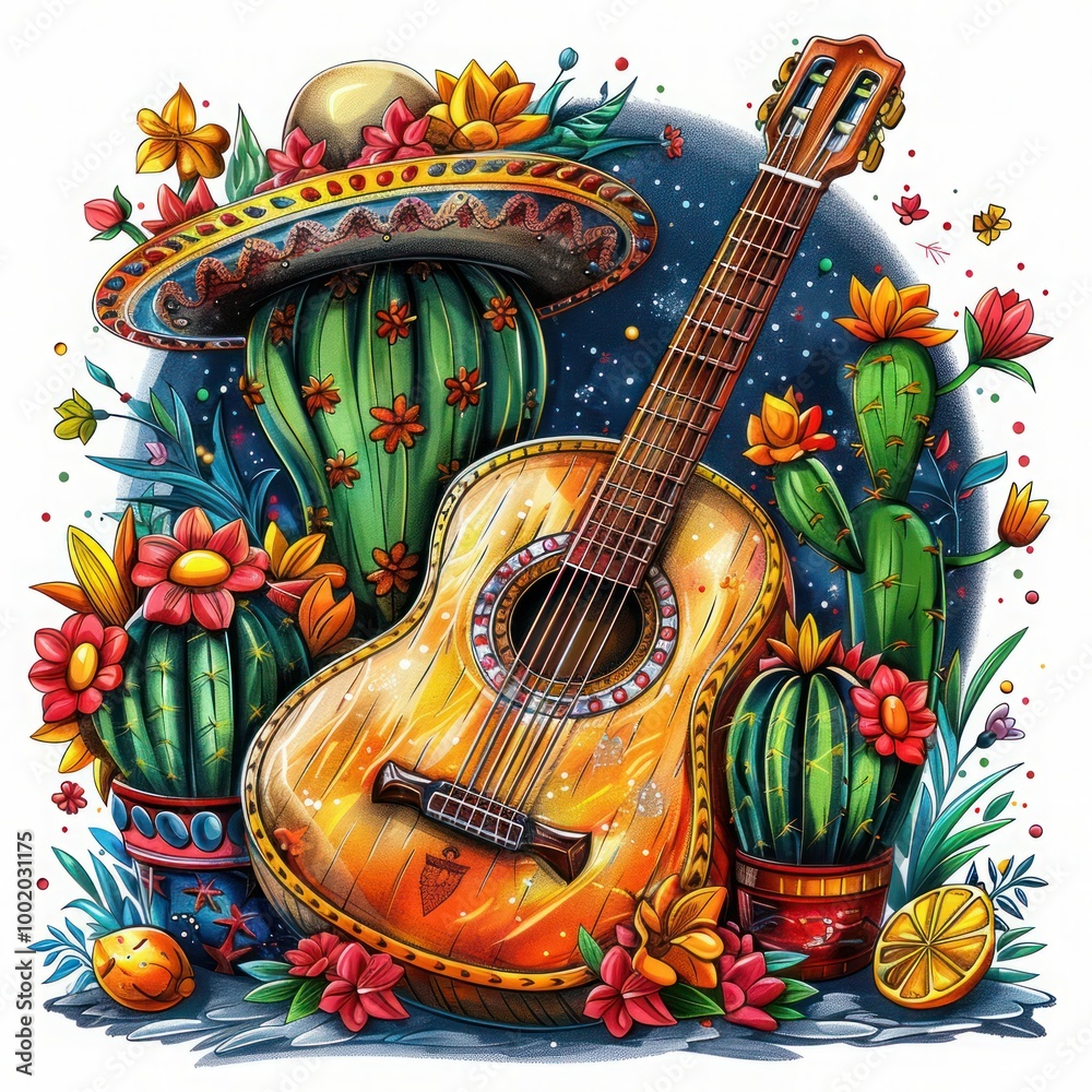 Fototapeta premium Cinco de Mayo Celebration Vector Illustration with Mexican Themed Elements for Banner, Cover, Poster, or Party Flyer