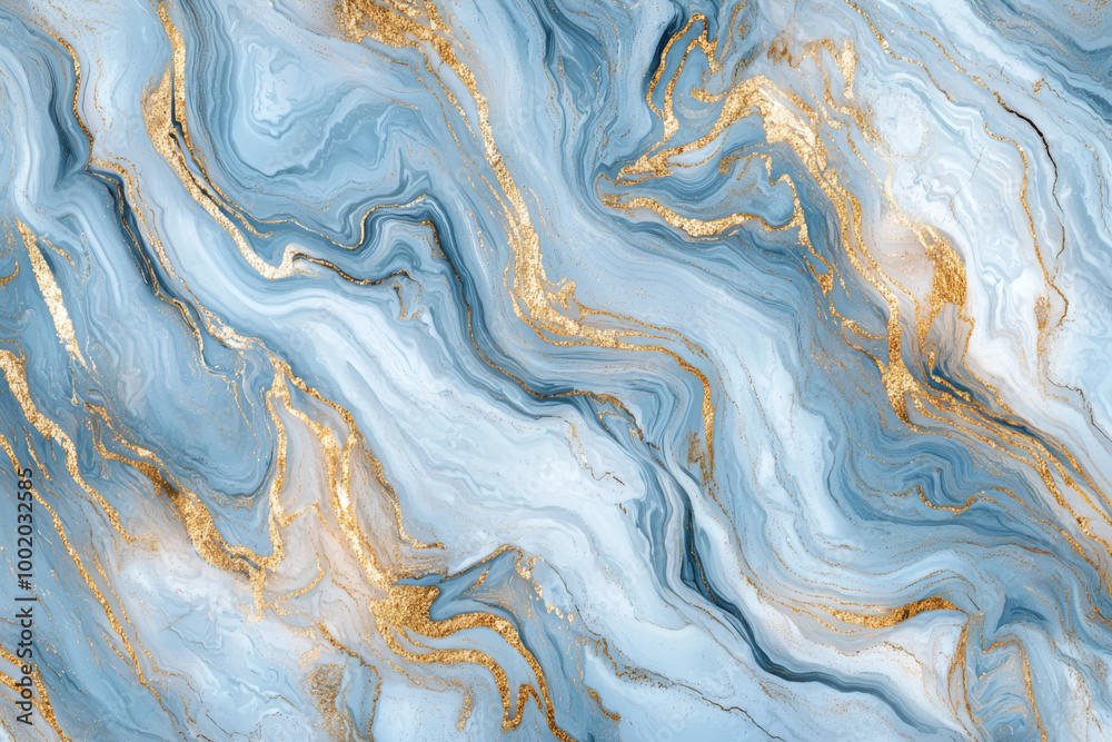 A fluid marble texture featuring soft blue and gold swirls, ideal for backgrounds or artistic designs. A fluid marble texture featuring soft blue and gold swirls, ideal for backgrounds or artistic designs.