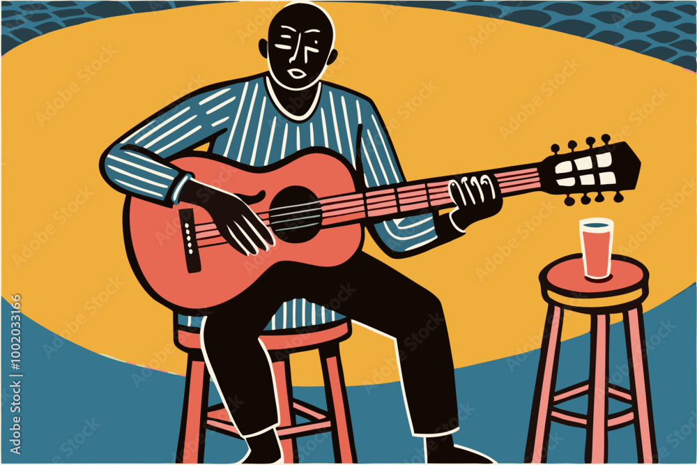 Fototapeta premium Serene Acoustic Guitar Session with Stylish Musician