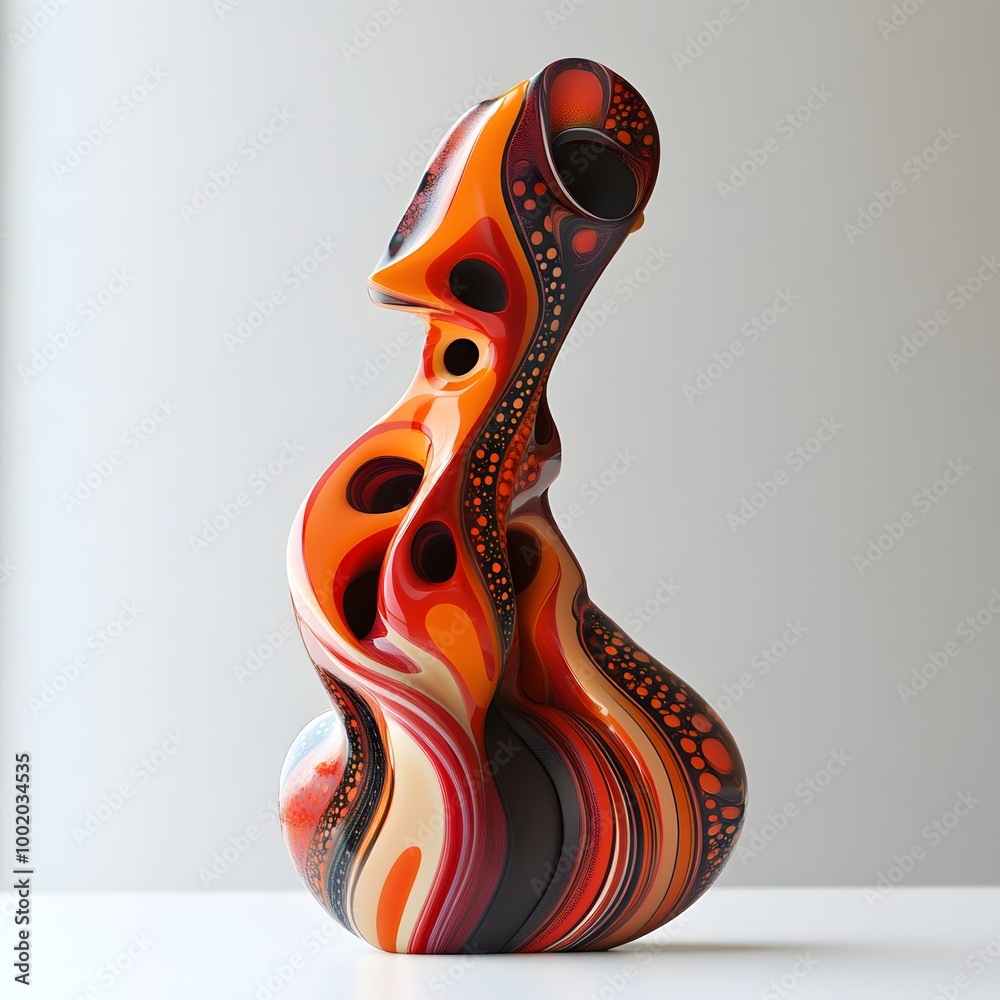 33. Sculptural art toy figure with flowing organic shapes and intricate patterns displayed on a clean surface –ar 16:9 33. Sculptural art toy figure with flowing organic shapes and intricate patterns displayed on a clean surface –ar 16:9