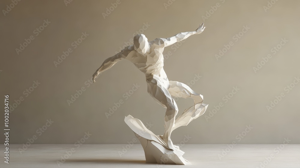 Abstract Paper Sculpture of a Surfer Abstract Paper Sculpture of a Surfer