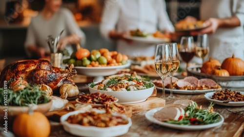 A beautifully arranged table with various dishes and drinks for a festive gathering.