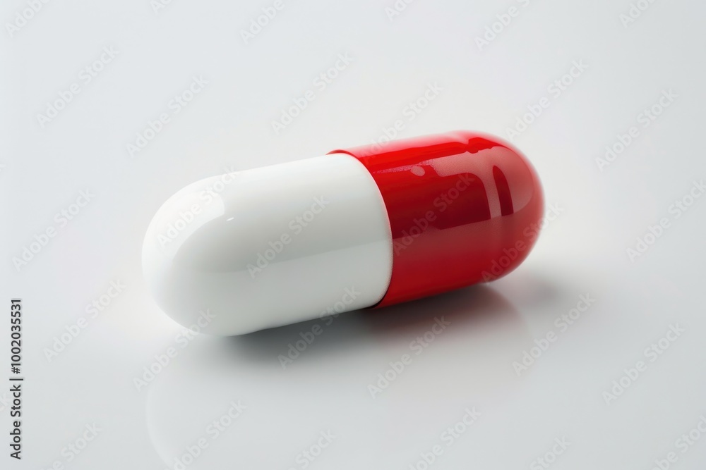 Vitamin Capsule. White and Red Prescription Pill for Health and Medication Vitamin Capsule. White and Red Prescription Pill for Health and Medication