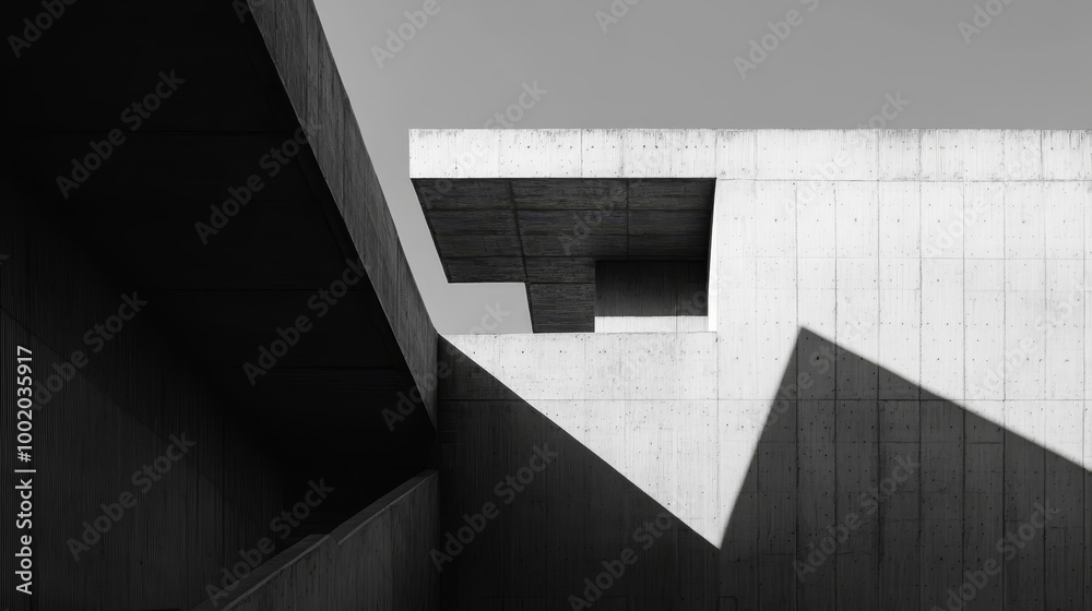 Fototapeta premium Abstract Architectural Concrete Structure with Light and Shadow