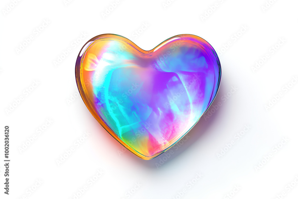 Heart shape hologram sticker isolated on white background Heart shape hologram sticker isolated on white background