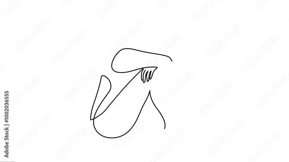 The Sad Woman Continuous single-line art Animation. Animated Video of sad young girls Motion Graphics. The Sad Woman Continuous single-line art Animation. Animated Video of sad young girls Motion Graphics.