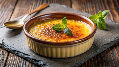 Traditional Spanish dessert resembling cr?me br?l?e, crema catalana, Catalan cream, Spanish cuisine, dessert photo