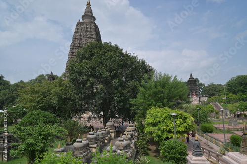 Mahabodhi temple complex at bodh gaya, india photo