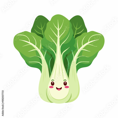 Bok Choy Vegetable Cute Cartoon Fresh Animation Kawaii Healthy Character
