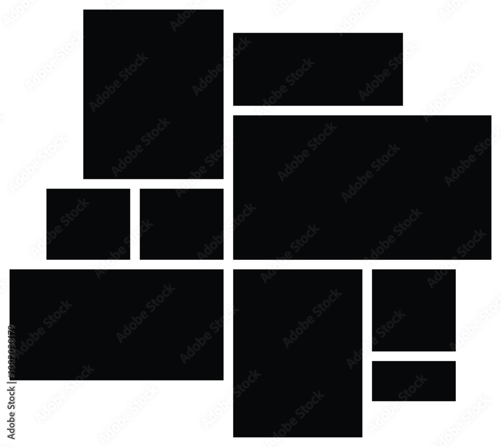 9 Vector photo collage. grid collage template for picture album presentation. interior photo presentation by collage 