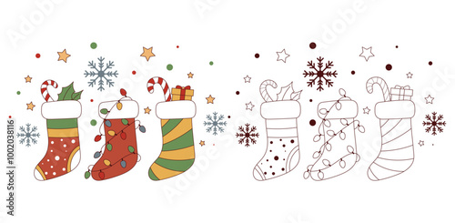 Christmas sock, stocking, holyday, illustration vector