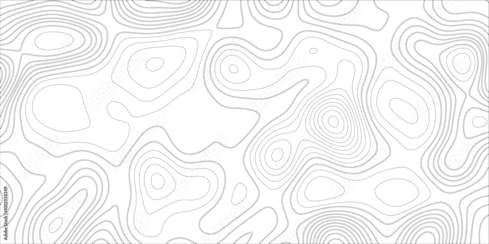 Ocean topographic line map with curvy wave isolines vector illustration. Abstract topographic contours map background, Vector contour topographic map. Cartography texture abstract banner use. Ocean topographic line map with curvy wave isolines vector illustration. Abstract topographic contours map background, Vector contour topographic map. Cartography texture abstract banner use.