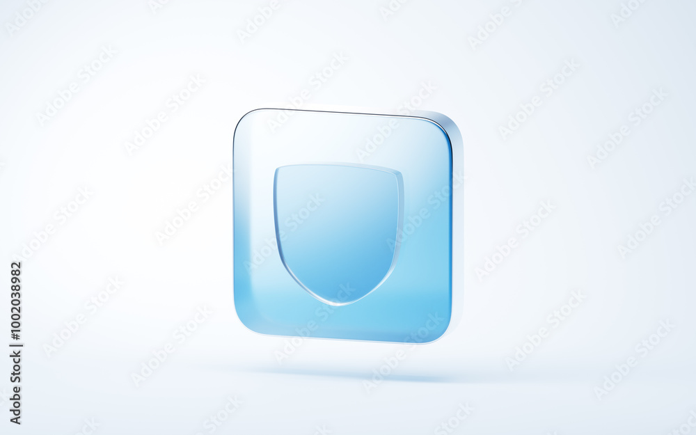 Transparent blue glass icon, 3d rendering. Transparent blue glass icon, 3d rendering.