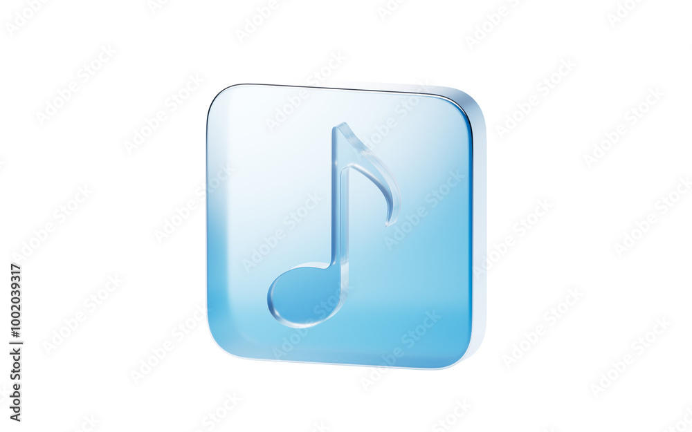 Transparent blue glass icon, 3d rendering. Transparent blue glass icon, 3d rendering.