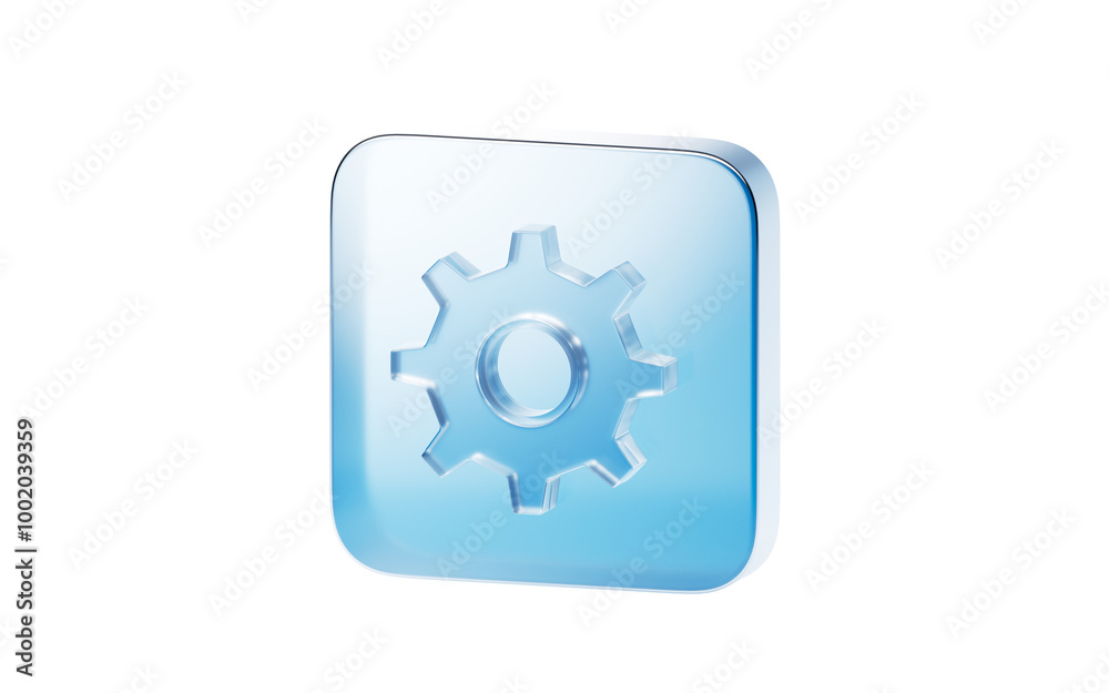 Transparent blue glass icon, 3d rendering. Transparent blue glass icon, 3d rendering.