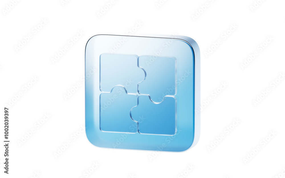 Transparent blue glass icon, 3d rendering. Transparent blue glass icon, 3d rendering.