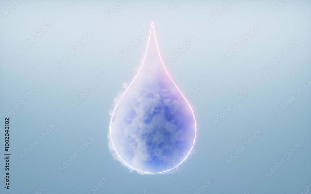 Isolated soft cloud with water drop shape, 3d rendering. Isolated soft cloud with water drop shape, 3d rendering.