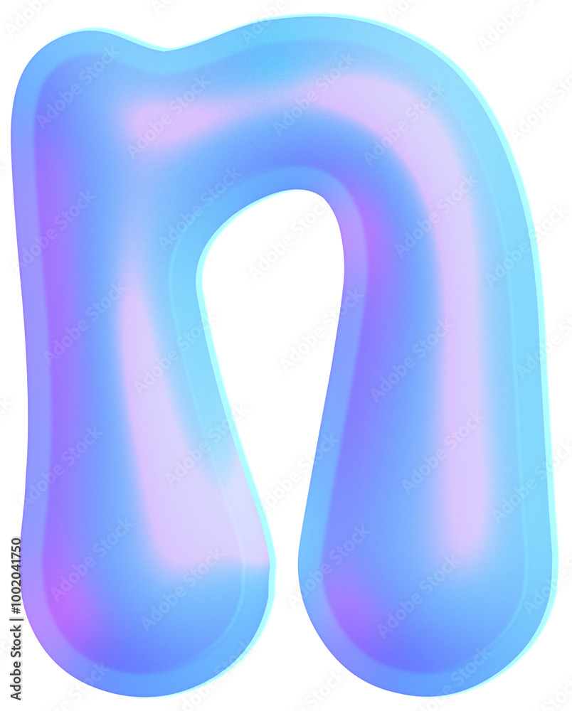 3D Holographic liquid Y2k Chrome alphabet Letter n 3D Holographic liquid Y2k Chrome alphabet Letter n