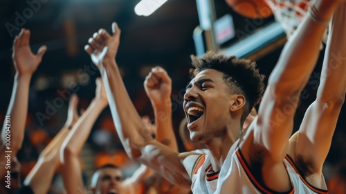 Excited Basketball Player Celebrating a Successful Play