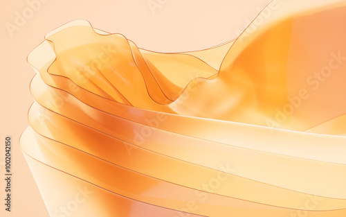 Fototapeta Naklejka Na Ścianę i Meble -  Transparent golden multilayer cloth background, 3d rendering.