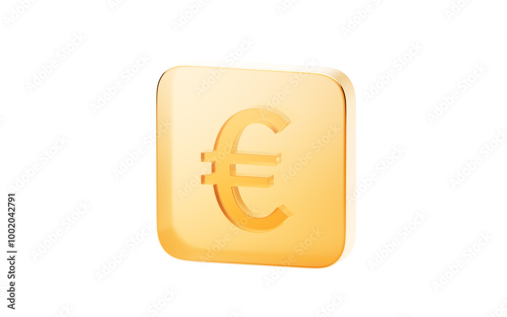 Obraz premium Transparent golden glass icon, 3d rendering.