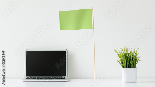 Minimalist Desk with Green ...