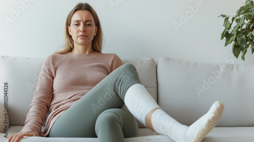 Woman Recovering on Sofa: A...
