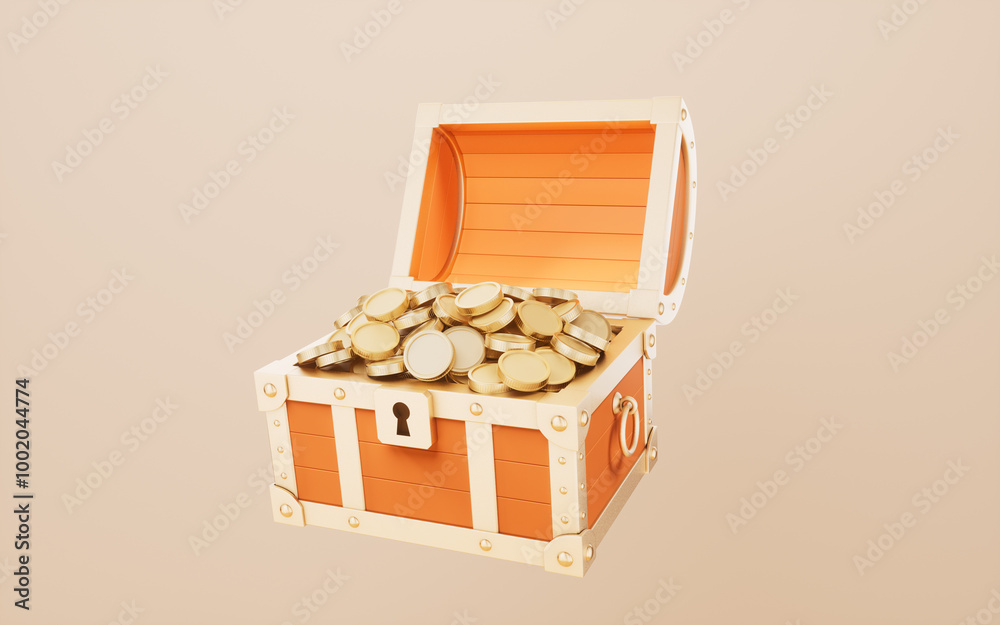 Opened retro treasure box and gift box, 3d rendering. Opened retro treasure box and gift box, 3d rendering.